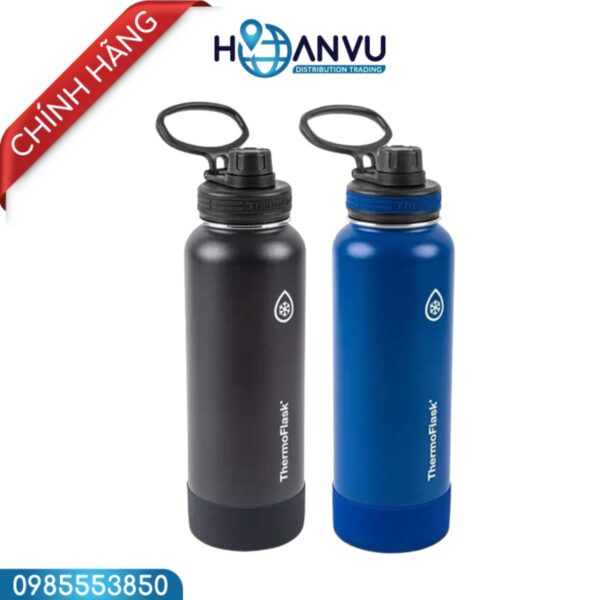 Bình Giữ Nhiệt Thermoflask Stainless Steel Insulated Water Bottles, 1.2l, Set 2 Bình Xanh, Đen