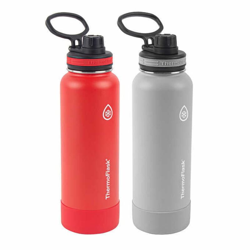 Bình Giữ Nhiệt Thermoflask Stainless Steel Insulated Water Bottles, 1.2l, Set 2 Bình Đỏ, Xám