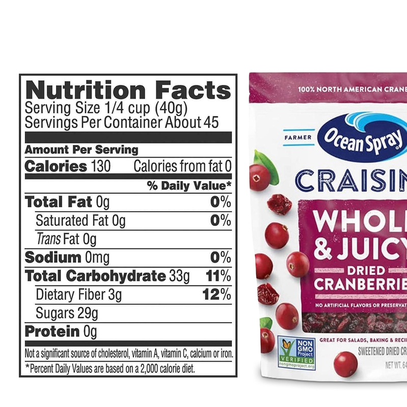 Nam việt quất sấy khô Ocean Spray Craisins Whole Dried Cranberries, 1.81kg