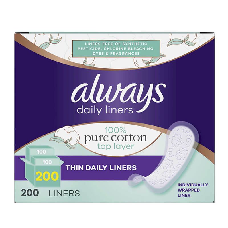 Băng vệ sinh hàng ngày Always Pure Cotton Thin Daily Liners, 200 miếng