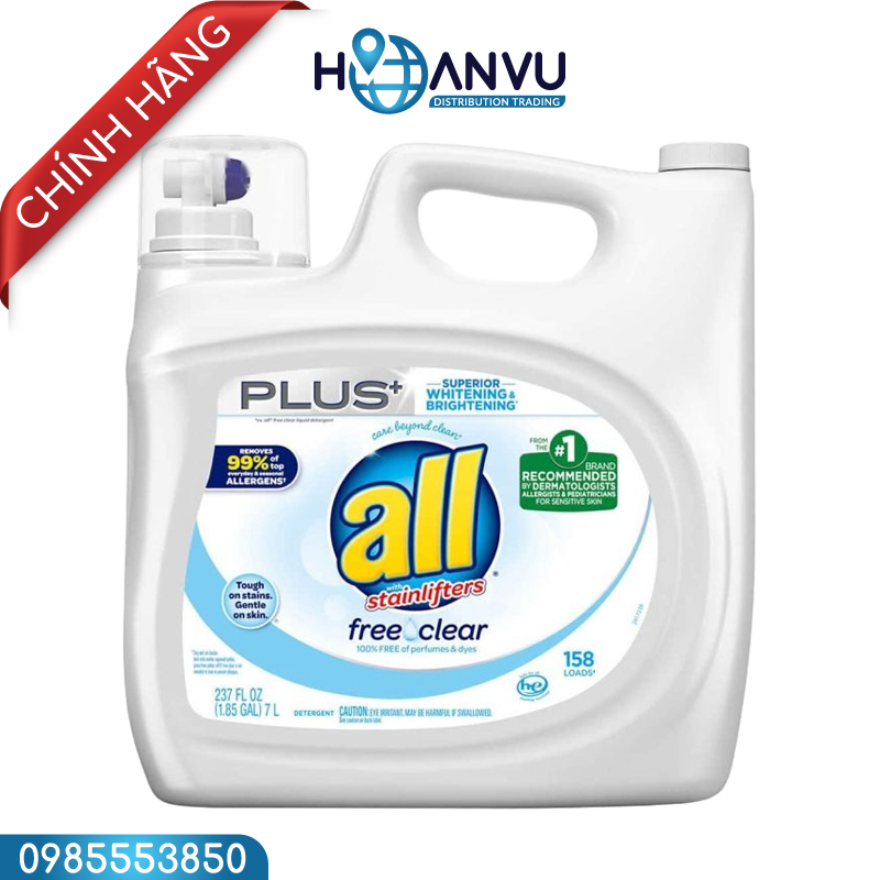 Nước Giặt All & Stainlifters Plus Free & Clear, 7L