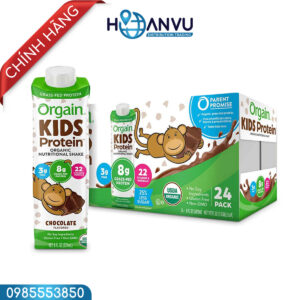 Sữa hương socola protein orgain kids USDA nutritional protein shake, 237ml - THÙNG