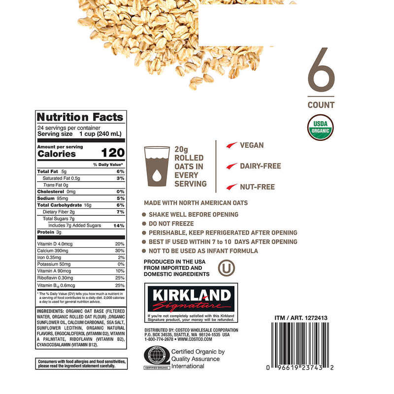 Sữa Yến Mạch Kirkland Oat Organic Non-Dairy Beverage, 946ml