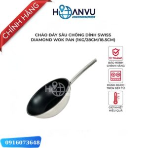 chảo đáy sâu chống dính Swiss Diamond Wok Pan 